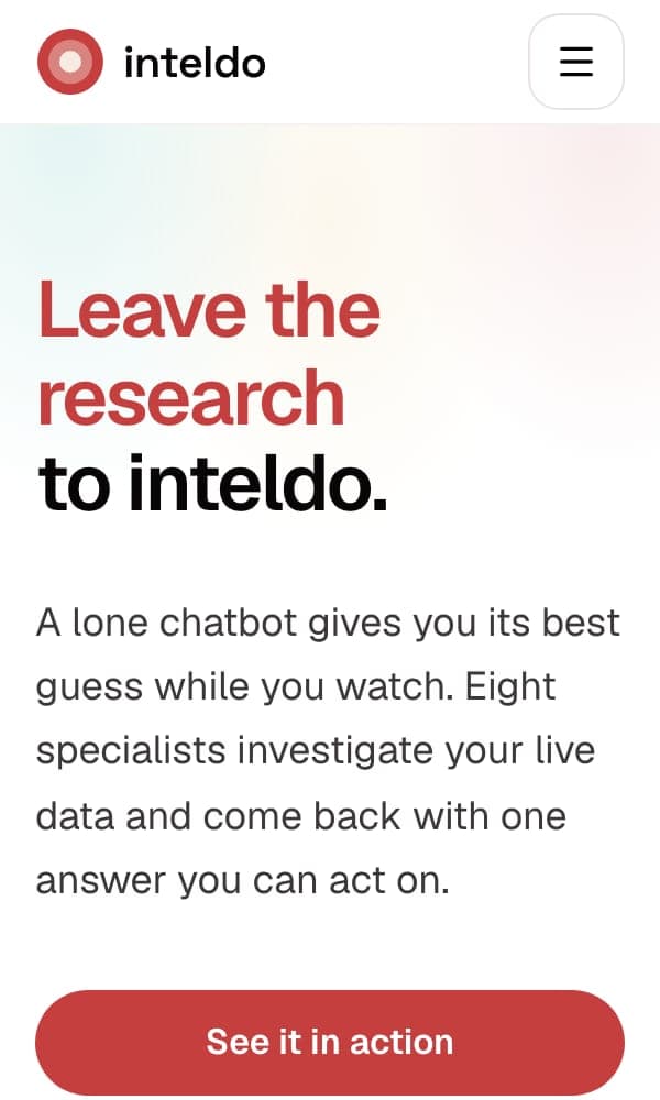 Inteldo.com, domača stran na telefonu